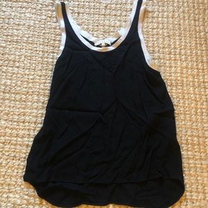 Sandro black tank top with white trim